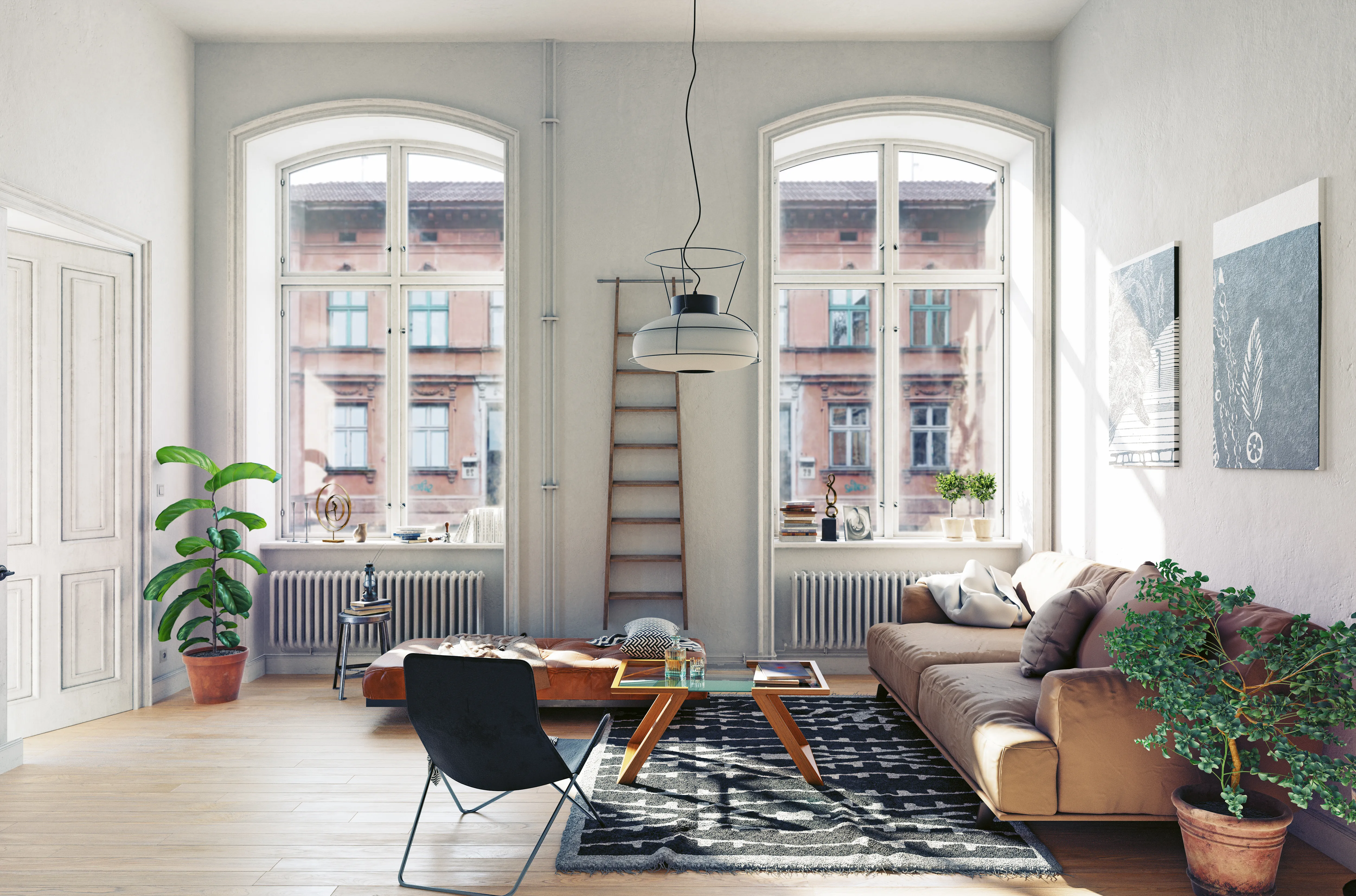 Stylish interior in historic townhouse